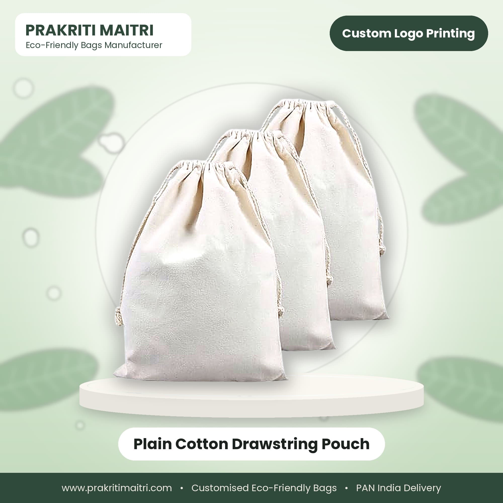 Plain Cotton Drawstring Pouch