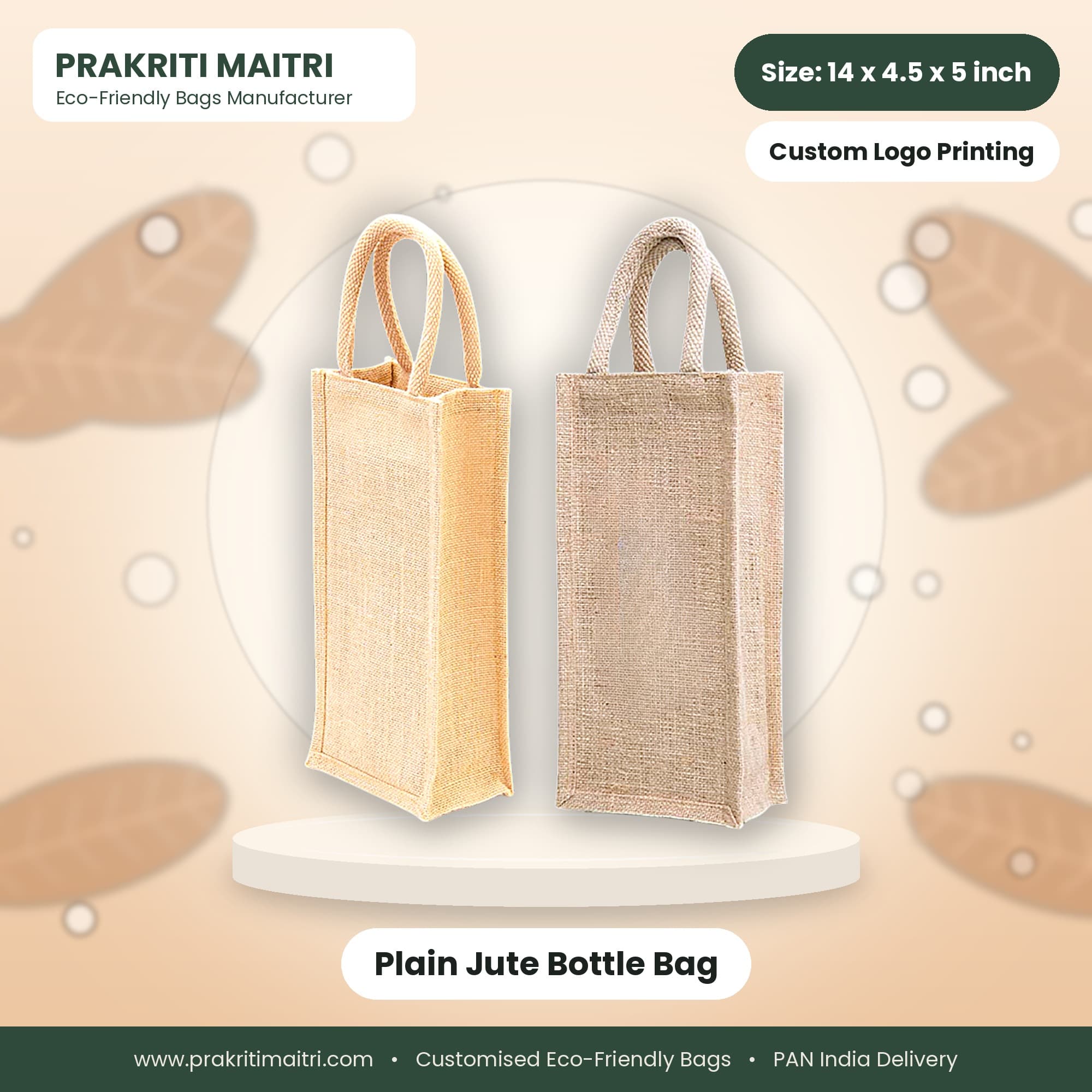 Plain Jute Bottle Bag