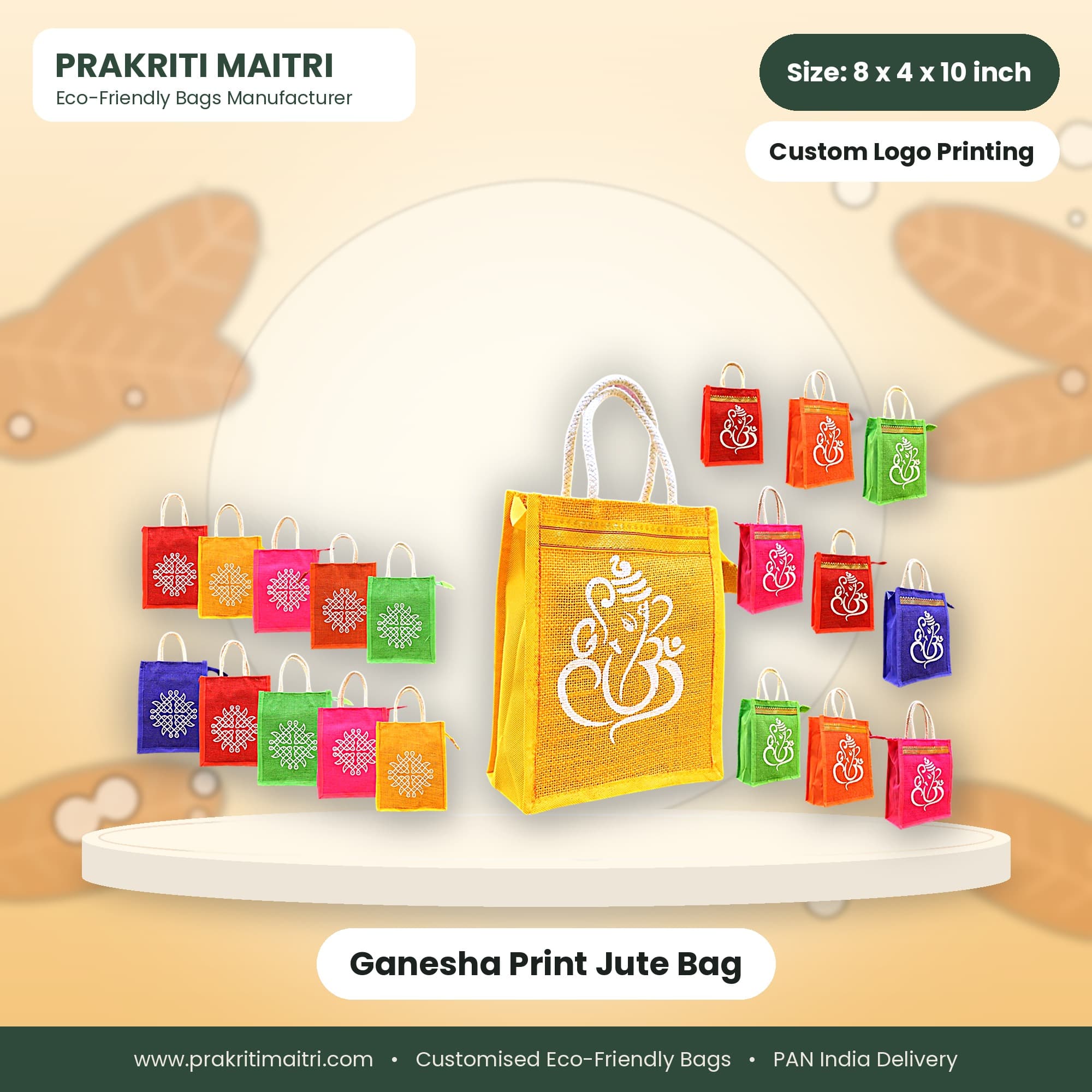 Ganesha Print Jute Bag