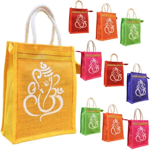 ganesha print jute bags for return gifts